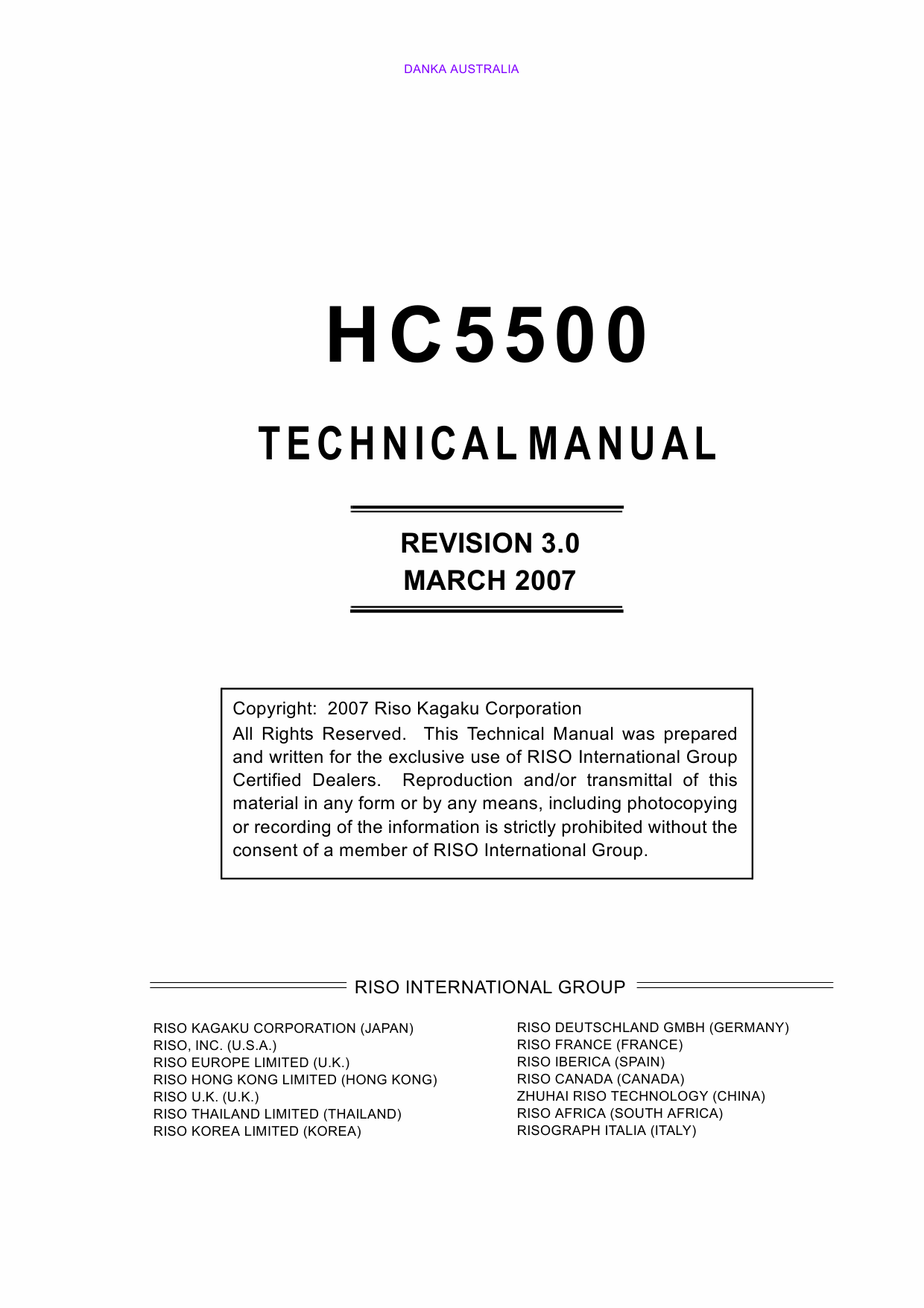 RISO HC 5500 TECHNICAL Service Manual-1